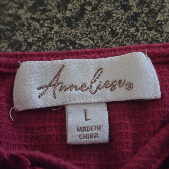 Anneliese Embroidered Fushia Pink Top Short Flutter Sleeves Women's L - Picture 6 of 11